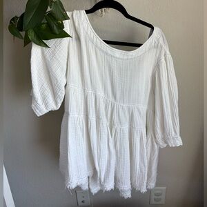 FREE PEOPLE Women’s White Babydoll Every Move You Make Gauze Top Size XS